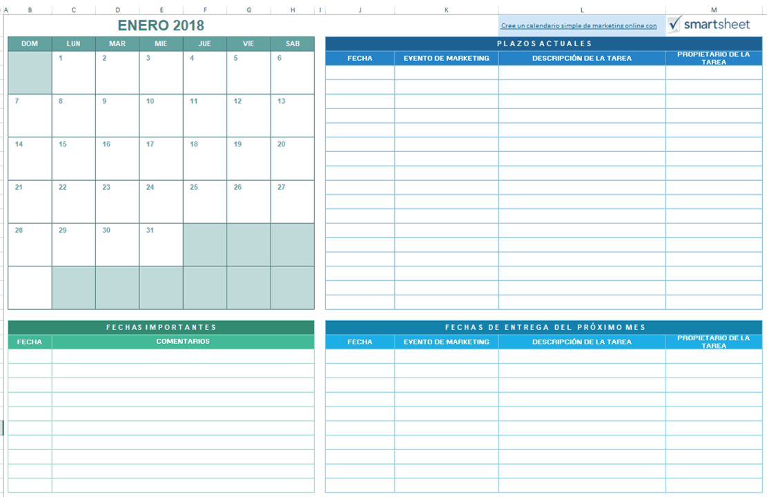 9 Plantillas De Calendario De Marketing Para Excel Gratis Smartsheet