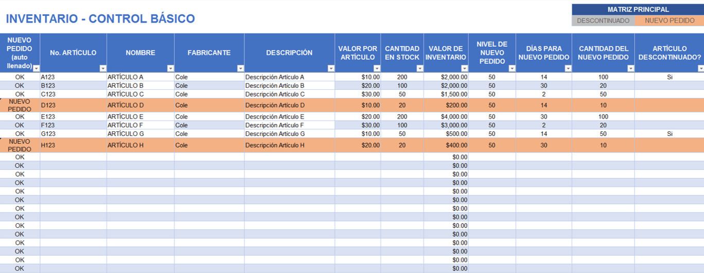 Plantillas gratis de inventario en Excel Smartsheet