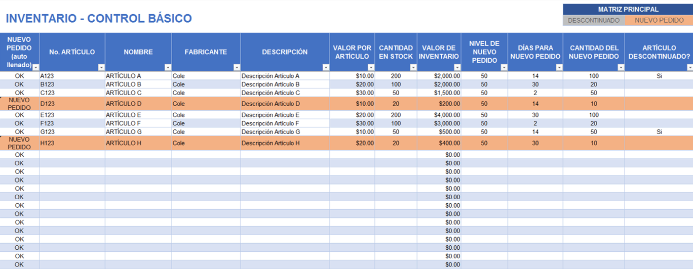 Plantilla Excel De Inventario Gratis 5287