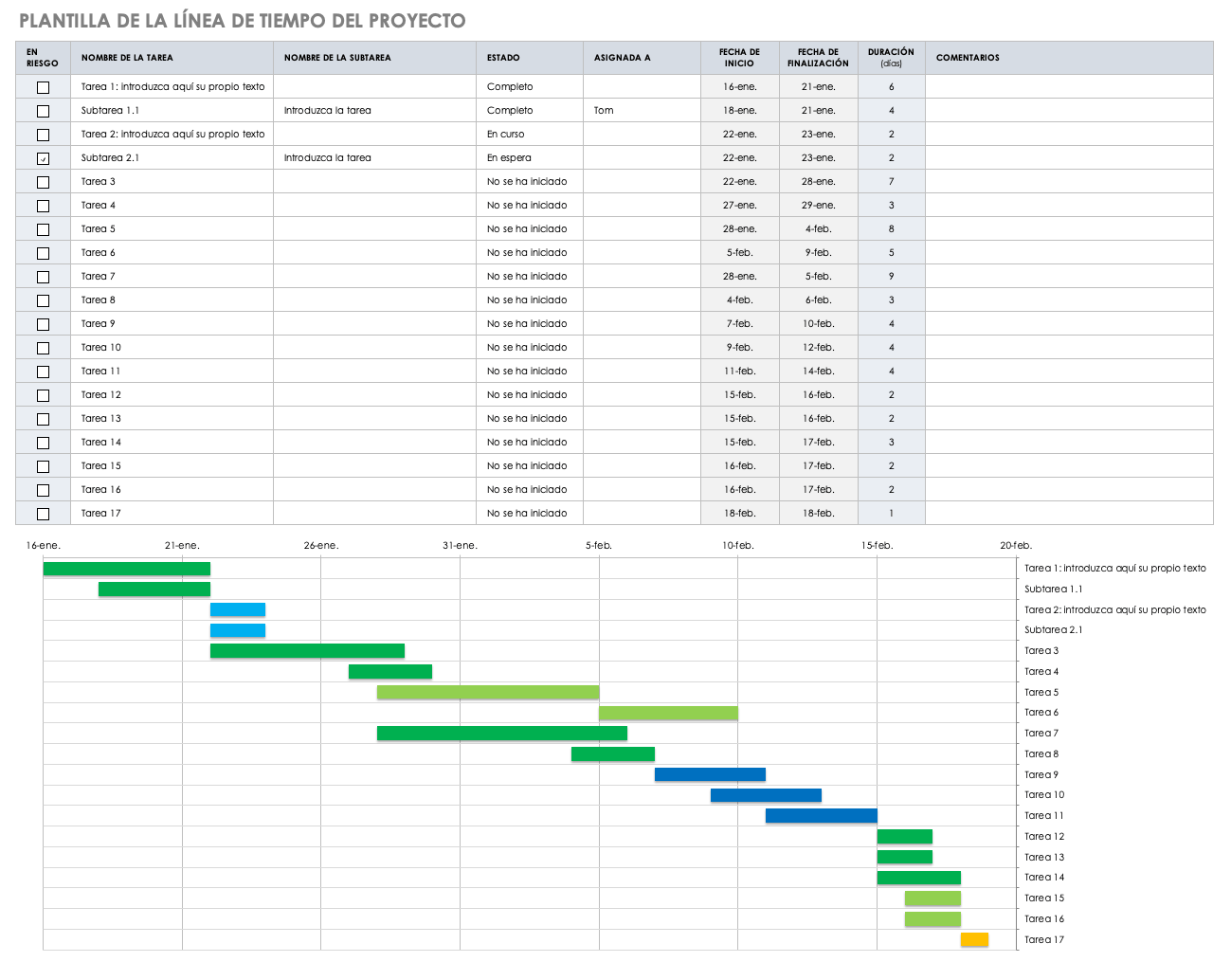 Realizar Cronograma En Excel Mini