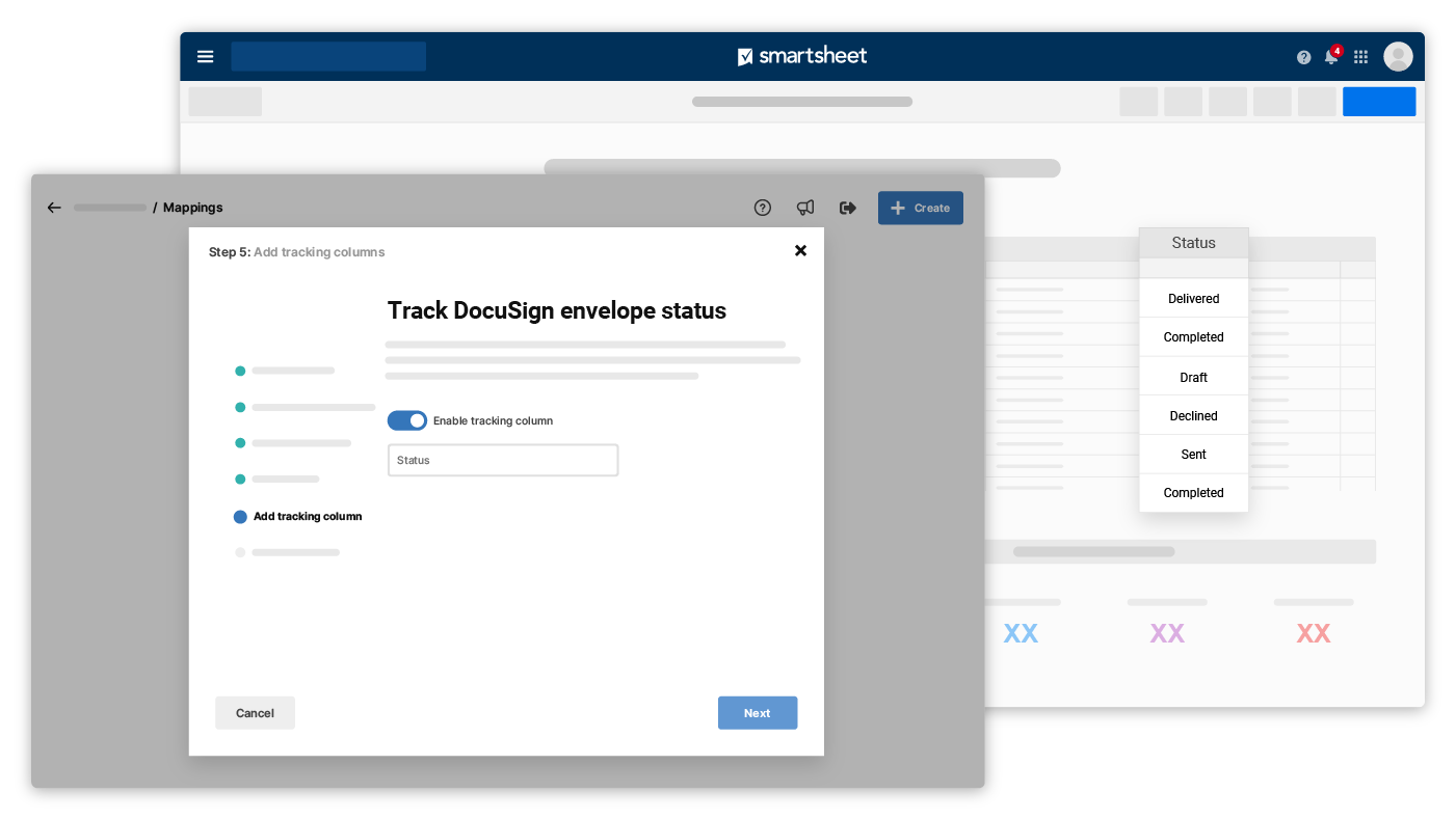 Track DocuSign document status in Smartsheet