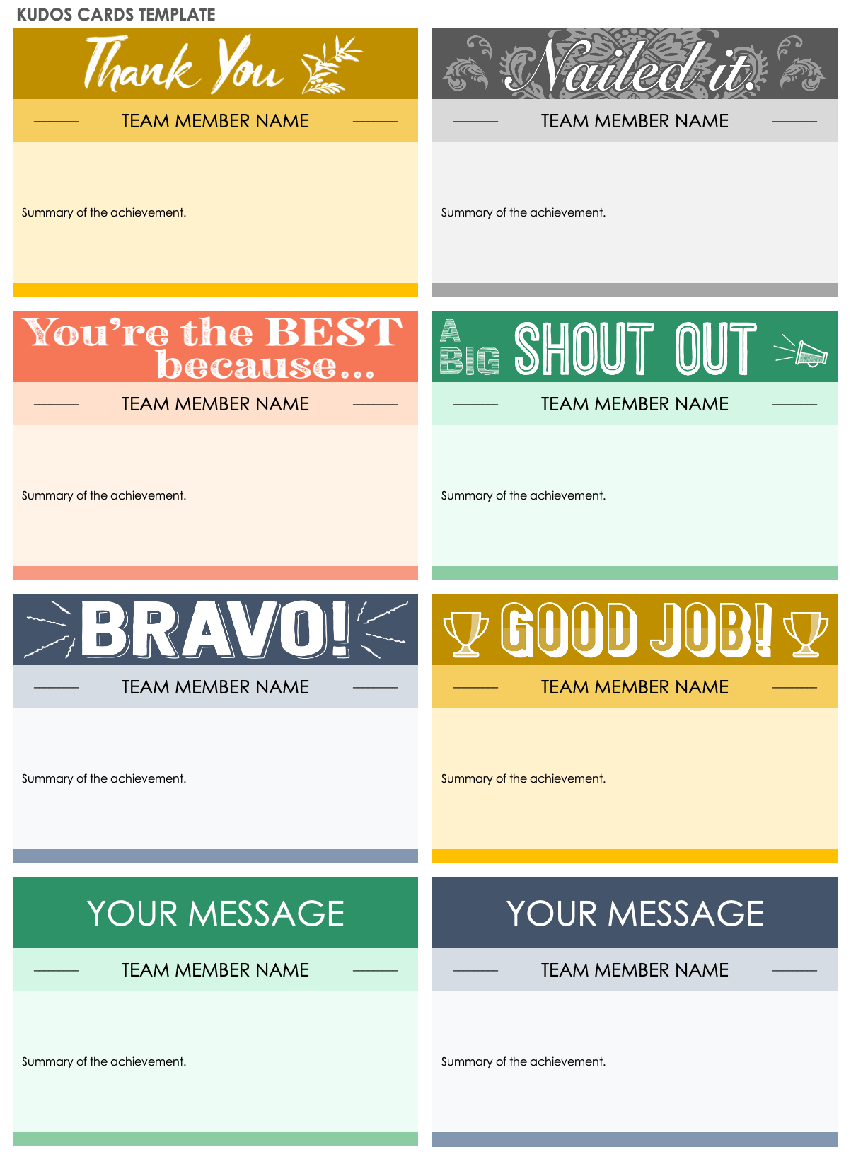 Kudos Cards Template