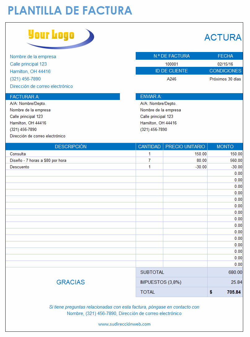 plantilla de factura de facturación