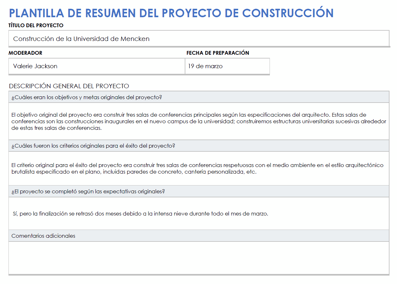 Informe del proyecto de construcción