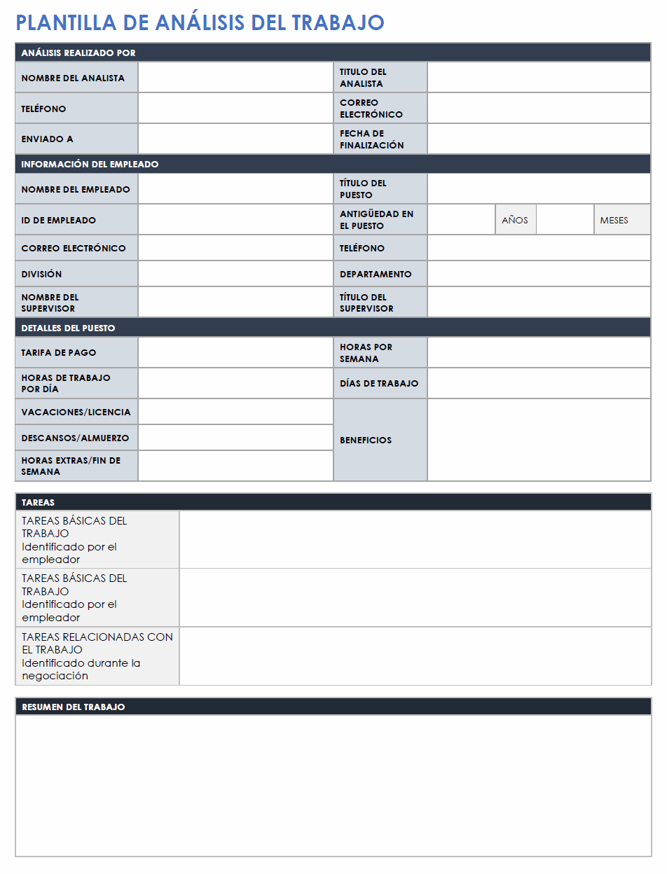  plantilla de análisis de trabajo