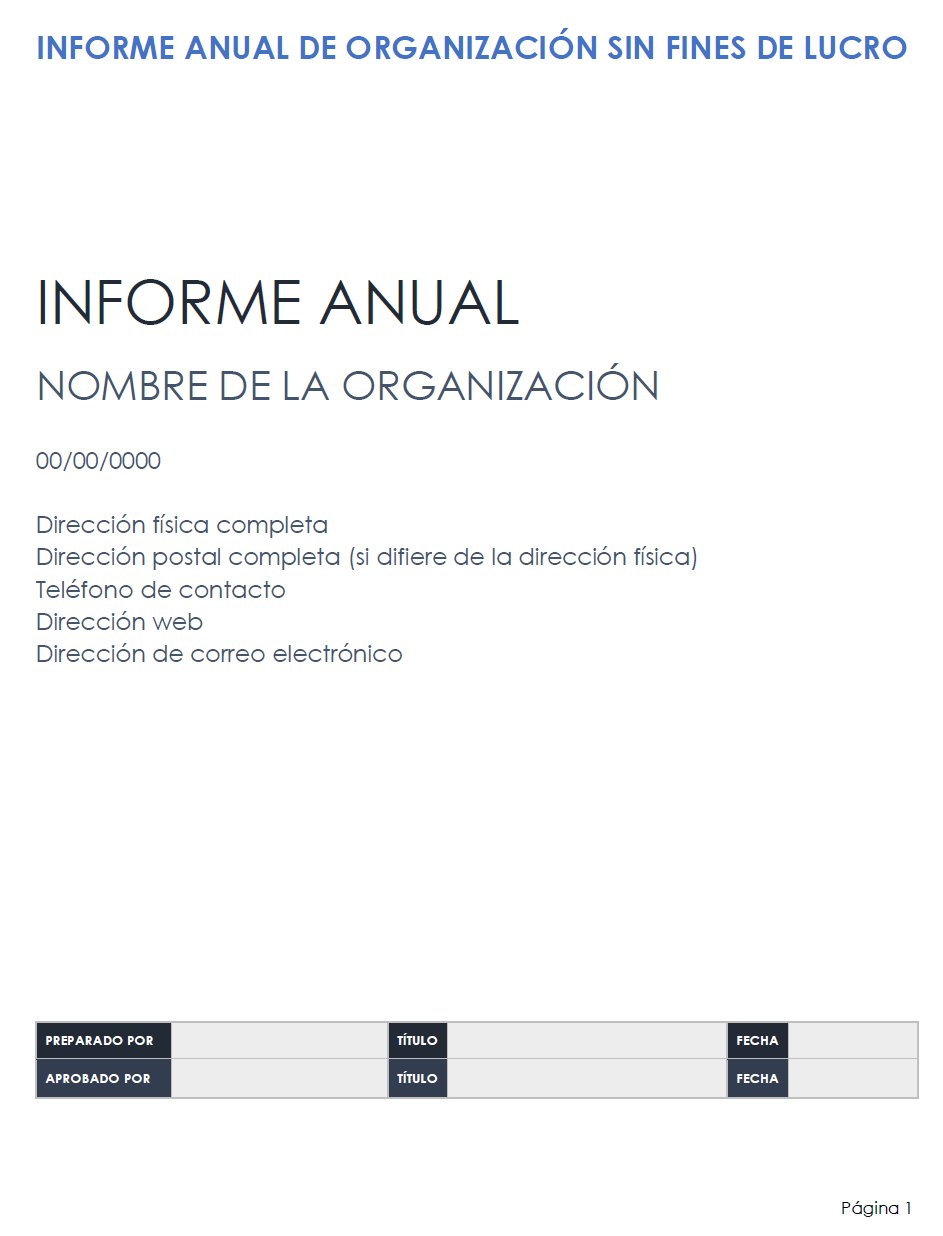 Plantilla de informe anual para organizaciones sin fines de lucro