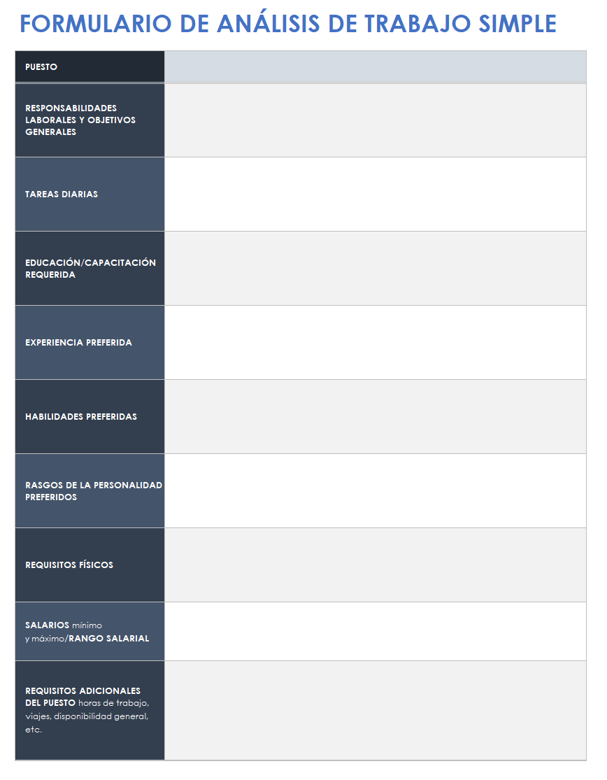  plantilla de formulario de análisis de trabajo simple