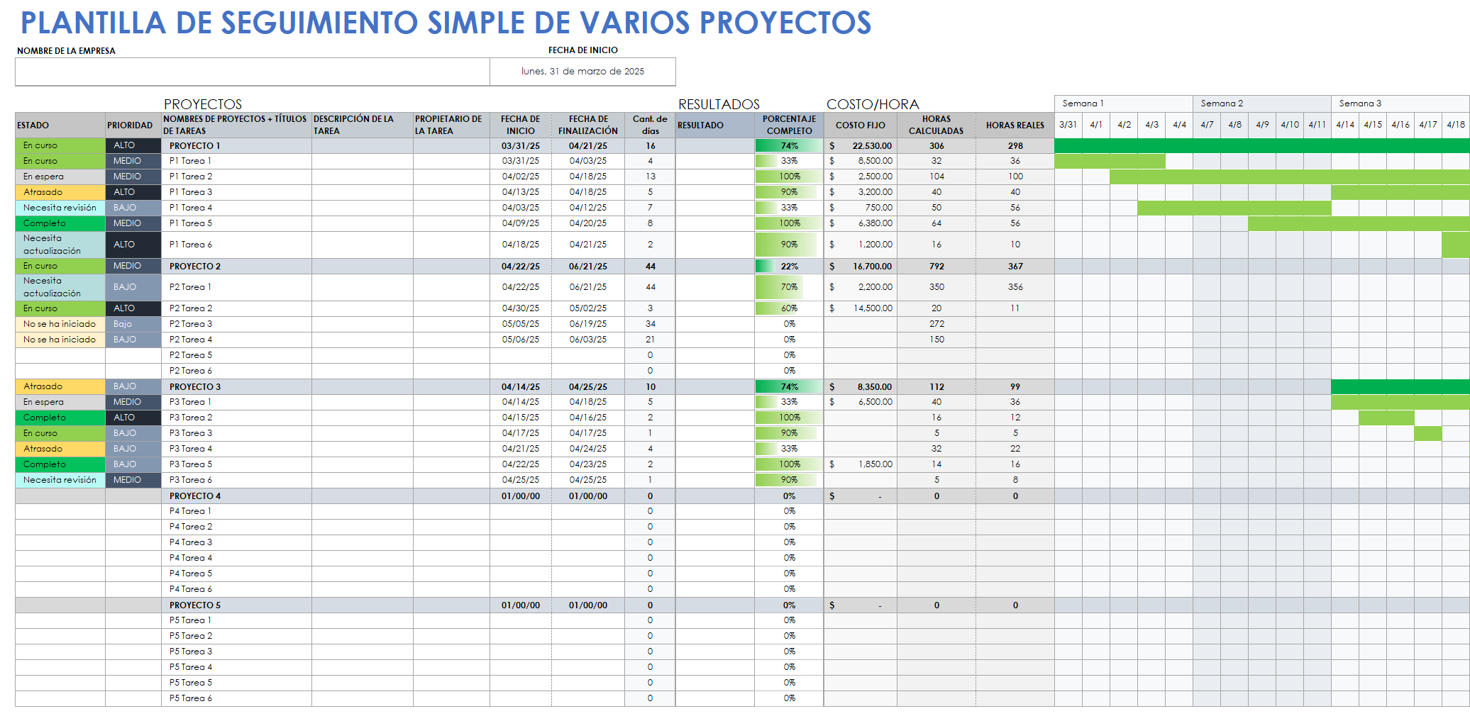 plantilla de gestión de tareas excel