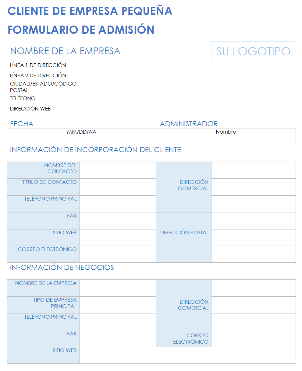 Plantillas Y Formularios Gratuitos De Admisión De Clientes Smartsheet 