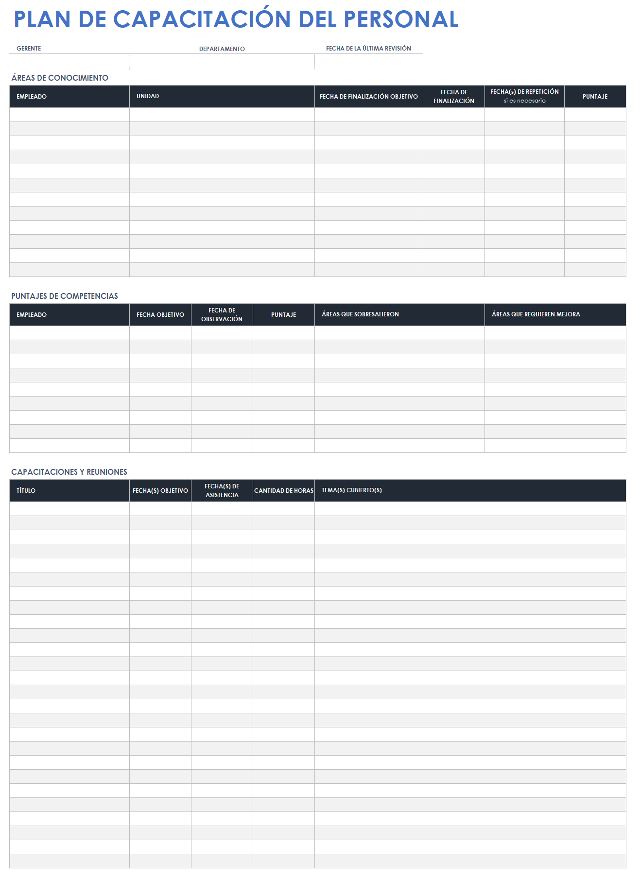  plantilla de plan de capacitación del personal