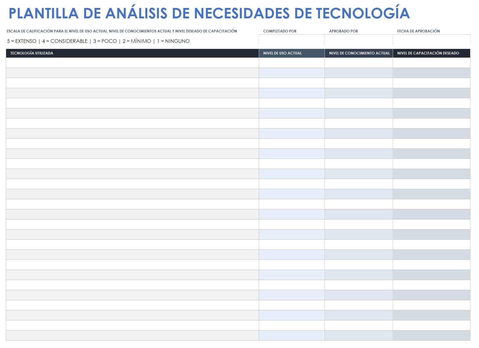  plantilla de análisis de necesidades tecnológicas