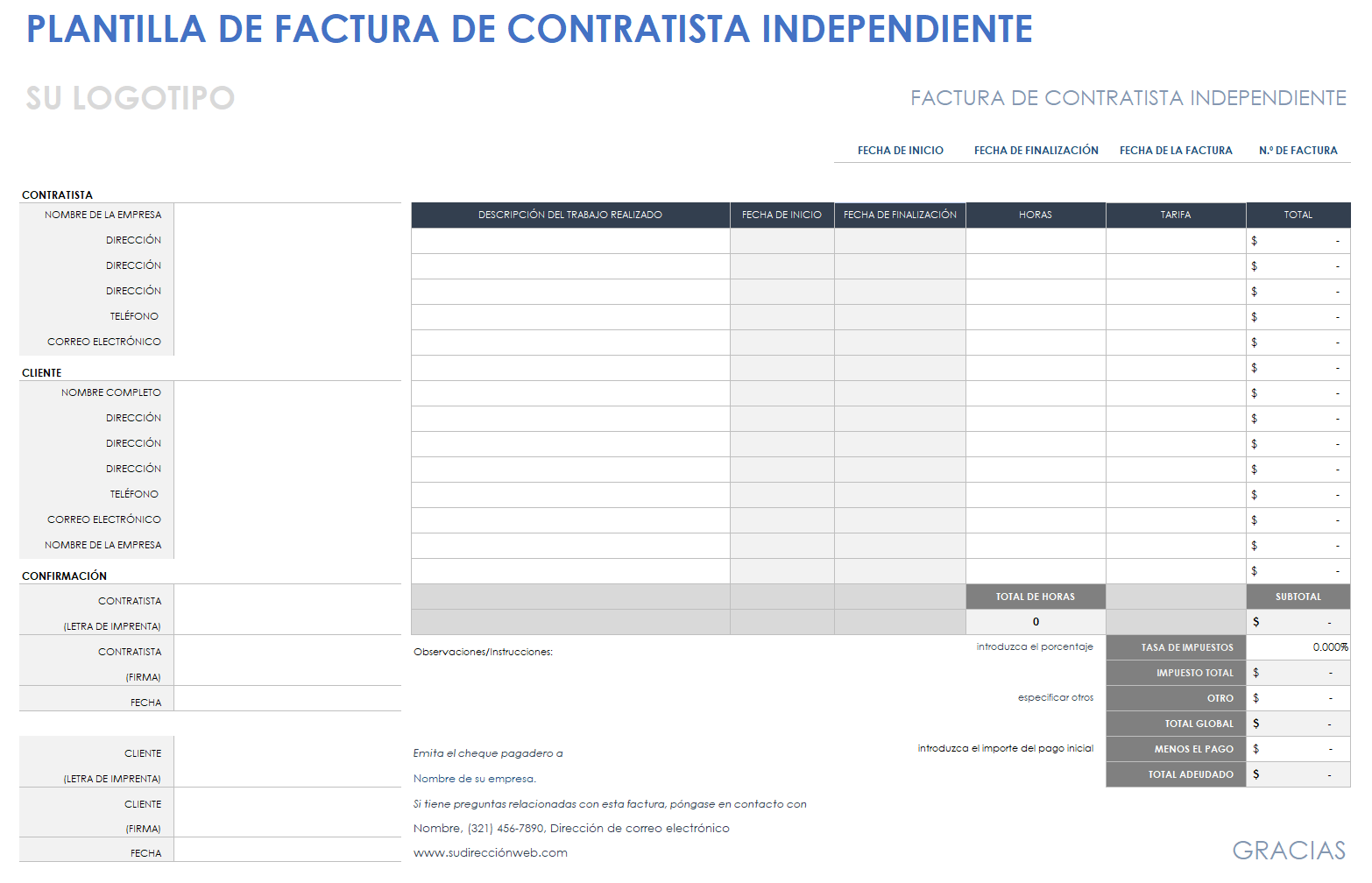 Factura de contratista independiente