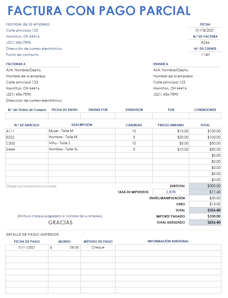 Factura con Pago Parcial