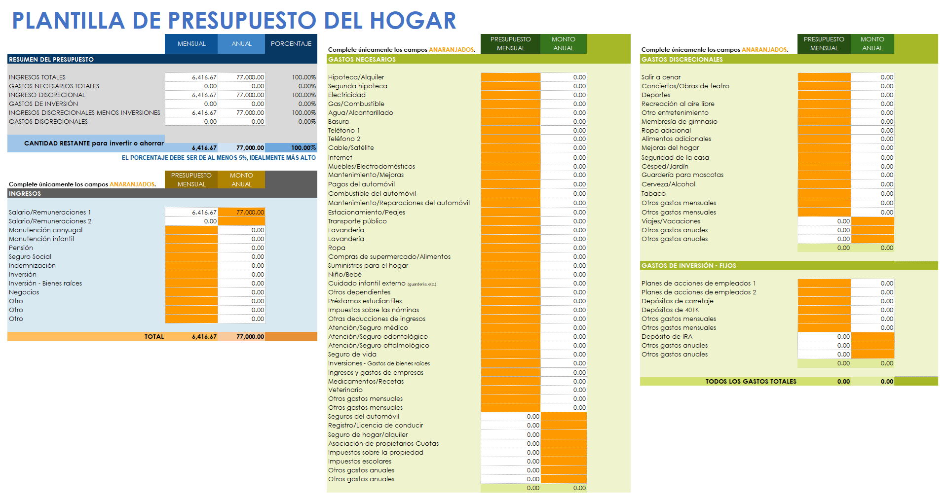  MODELO DE PRESUPUESTO DEL HOGAR