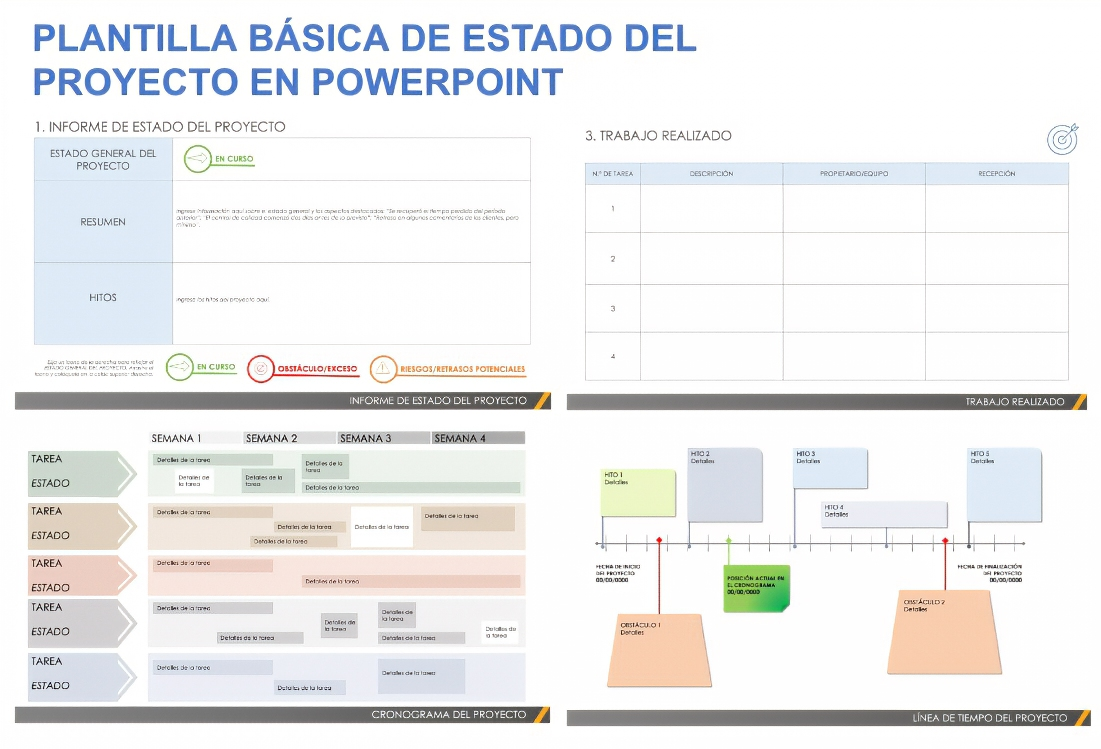  Plantilla de PowerPoint de informe de estado de proyecto básico