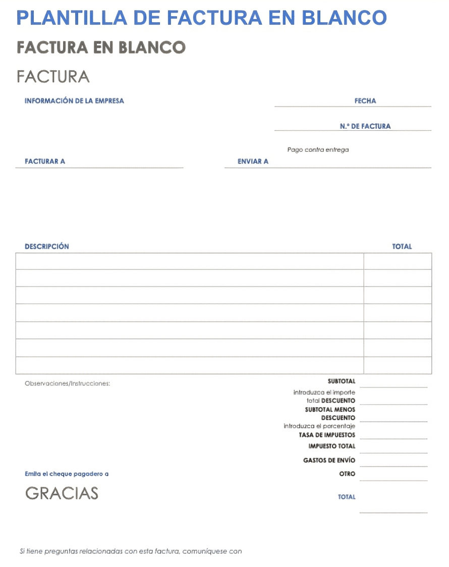  Plantilla de factura en blanco Google Doc