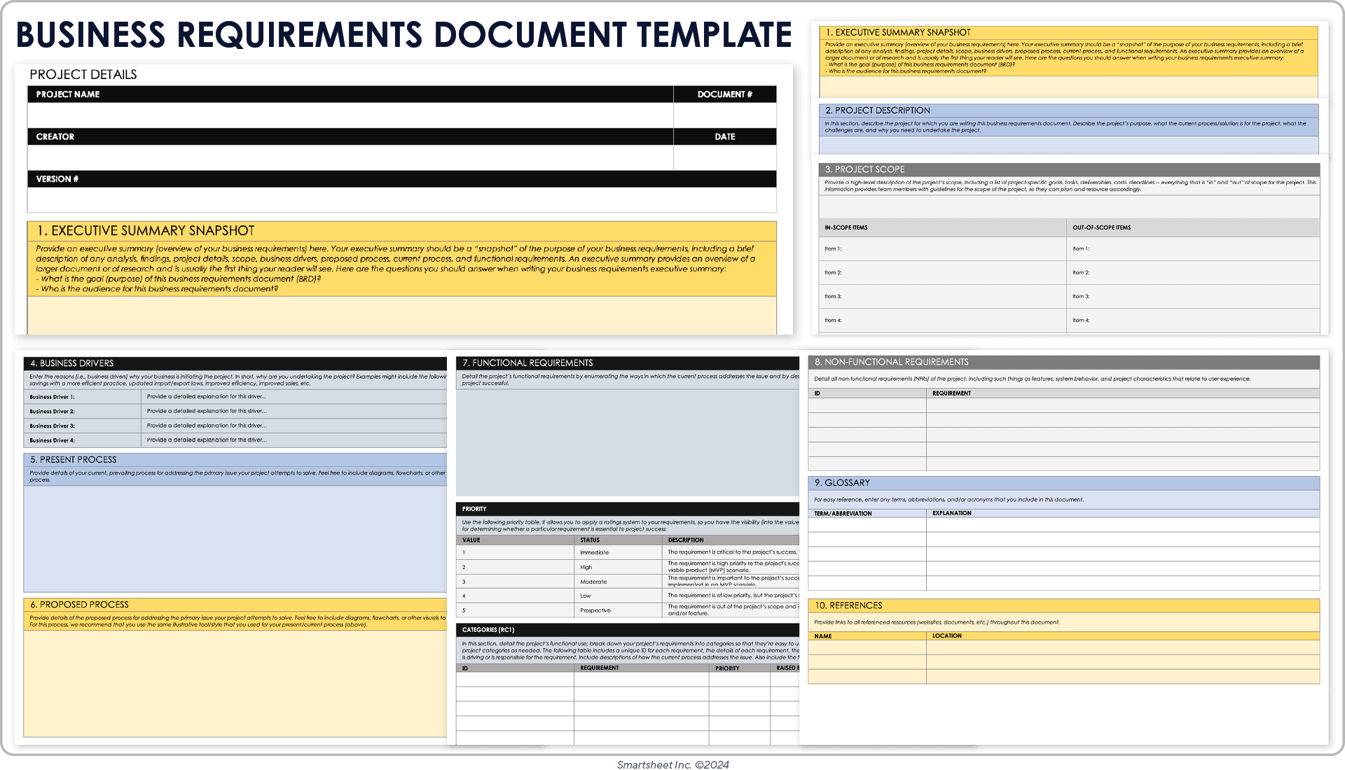 Plantilla de documentos de requisitos de negocios