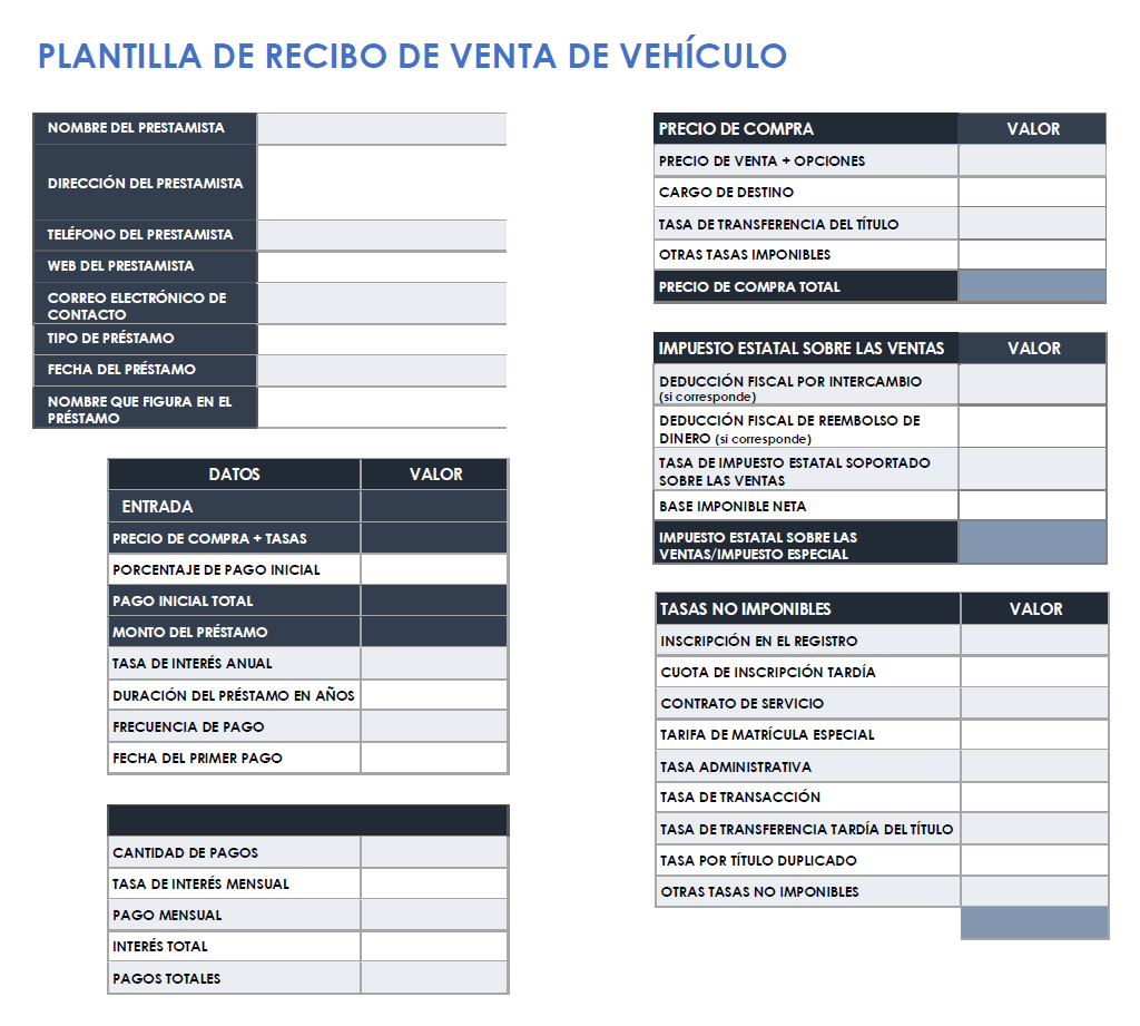  Plantilla de recibo de venta de automóvil