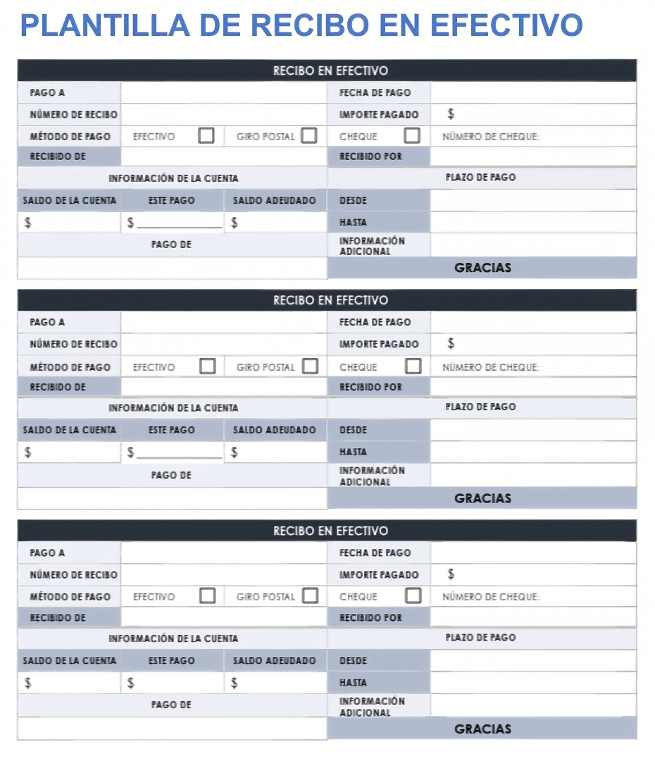  Plantilla de recibo de efectivo