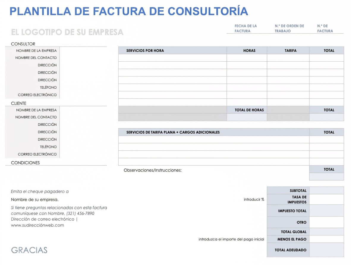  Plantilla de factura de consultoría Google Doc