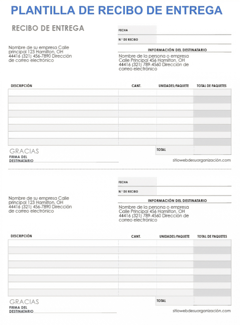  Plantilla de recibo de entrega