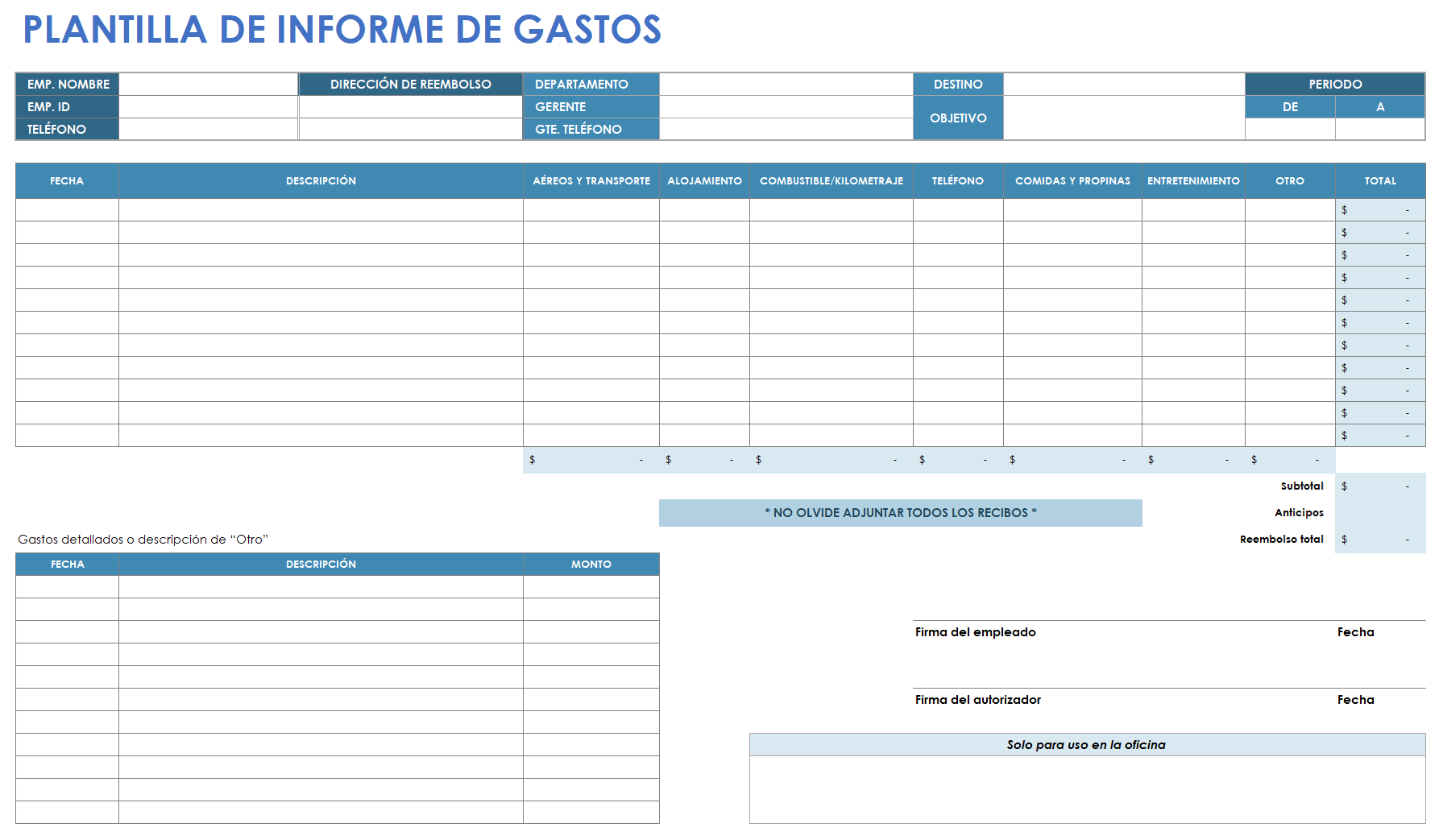  Plantilla de informe de gastos