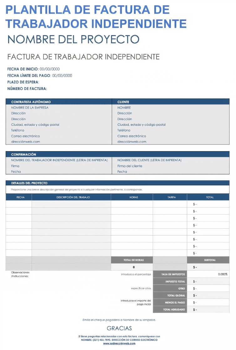  Plantilla de factura independiente Google Doc