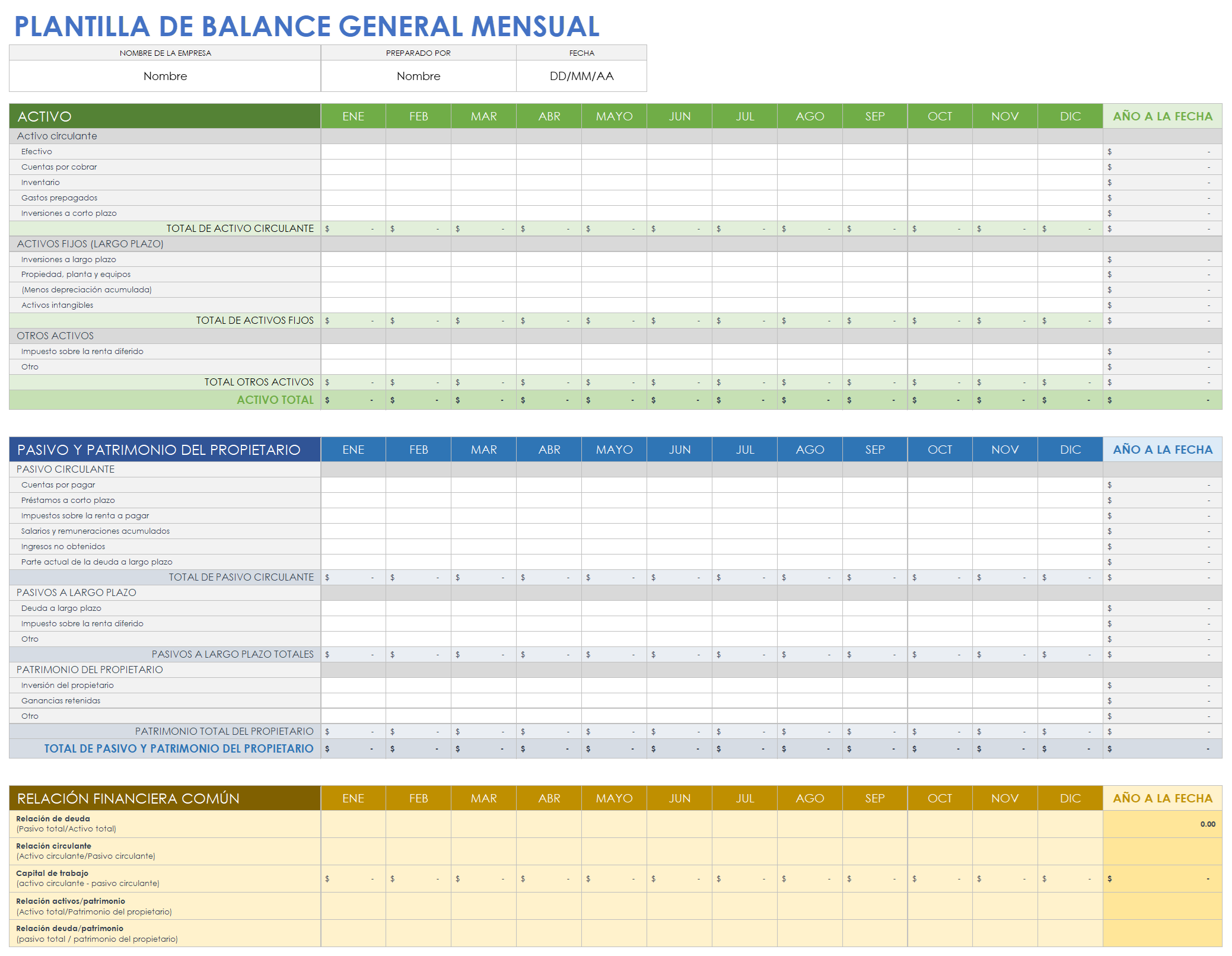  Plantilla de balance mensual