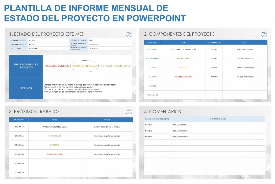  Plantilla de PowerPoint de informe mensual sobre el estado del proyecto