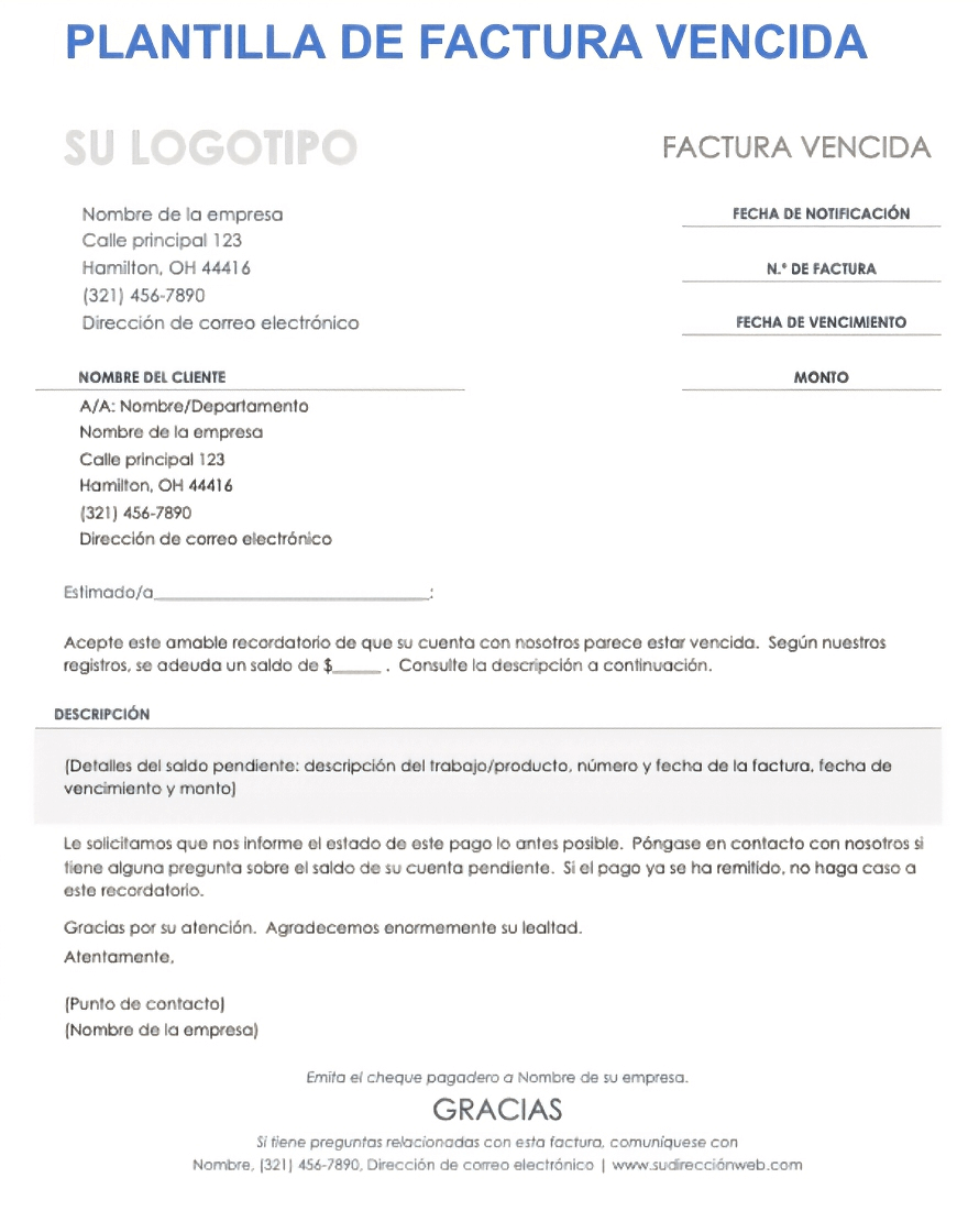  Plantilla de factura vencida Google Doc