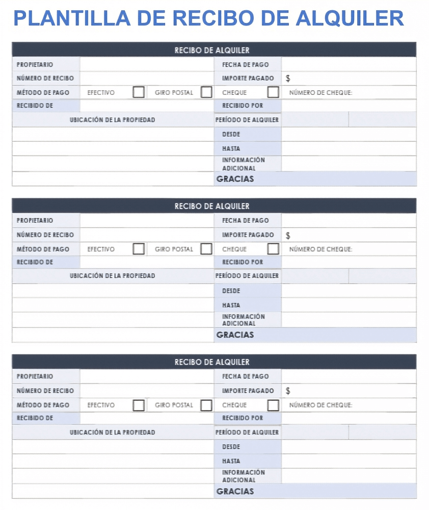 Plantilla de recibo de alquiler