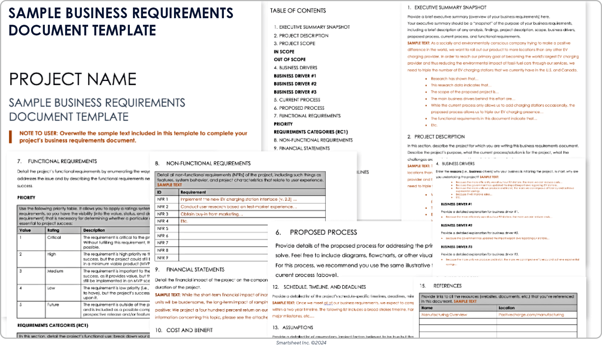 Plantilla de ejemplo de documento de requisitos de negocios