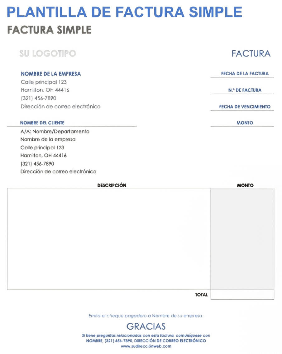  Plantilla de factura simple Google Doc