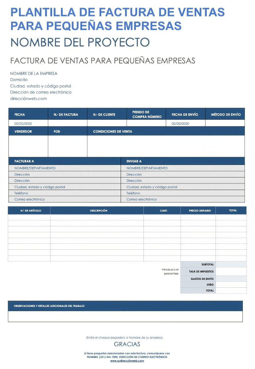  Plantilla de factura de ventas para pequeñas empresas