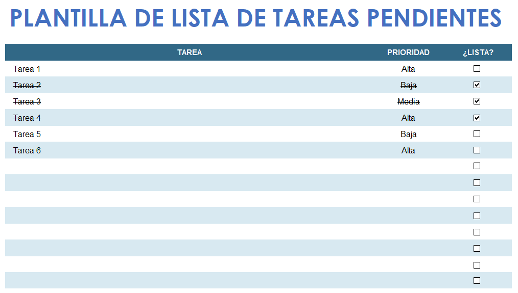  Plantilla de lista de tareas pendientes