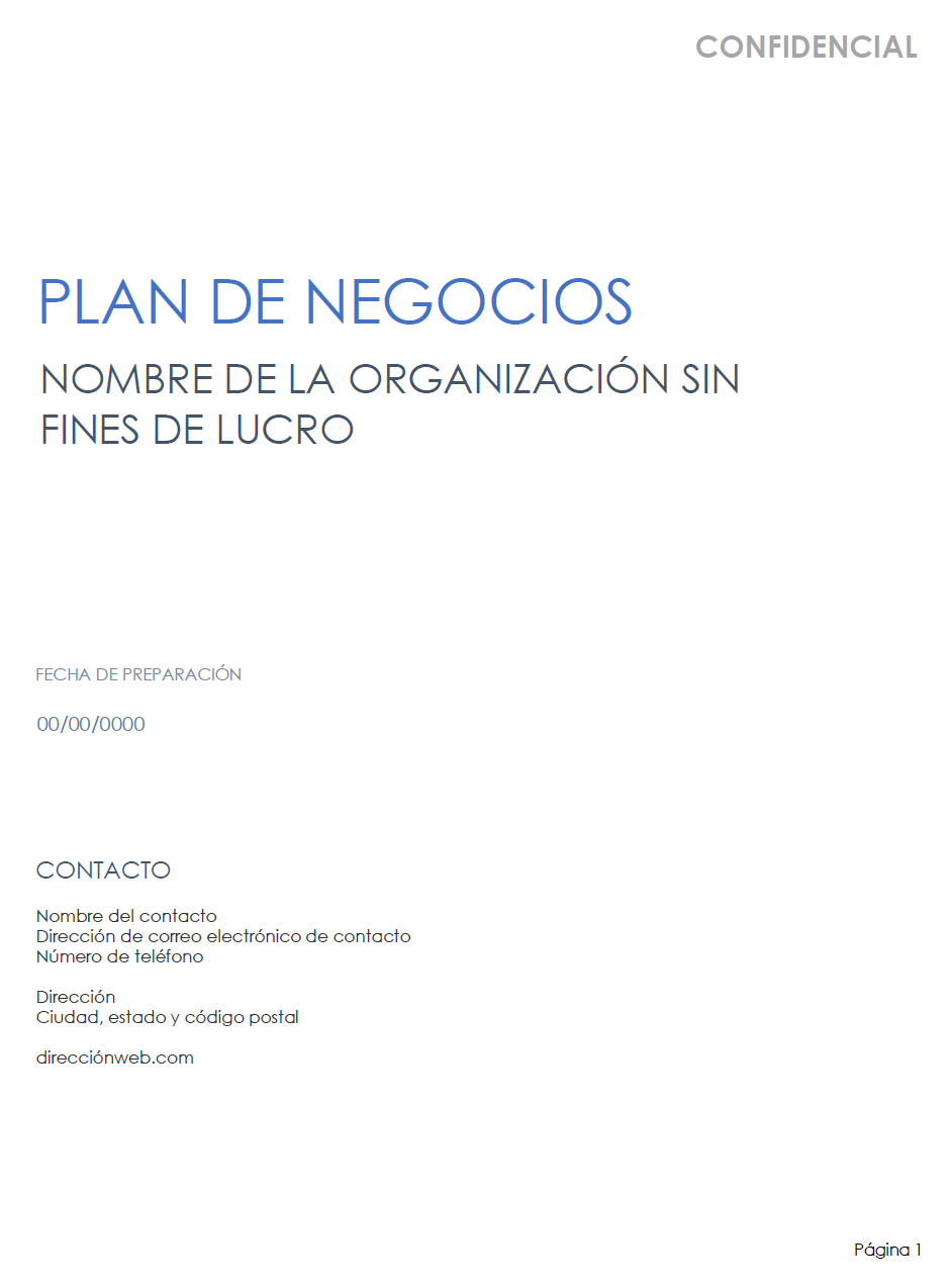 Complete el plan de negocios sin fines de lucro en blanco