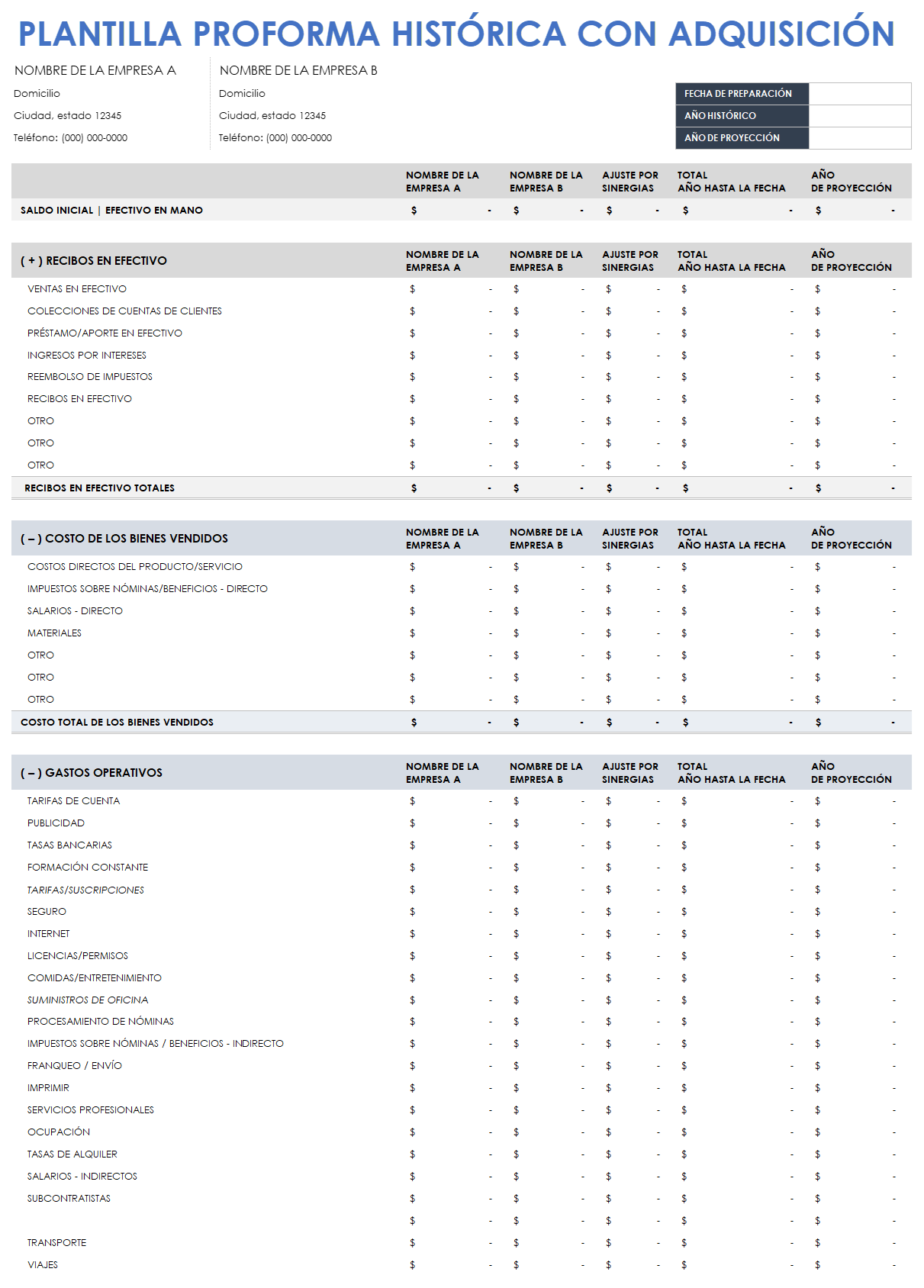 Pro Forma Histórico con adquisición