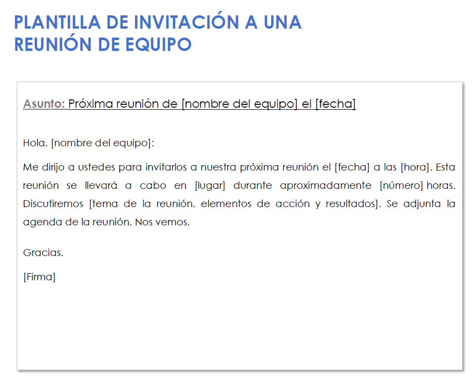 Invitación a reunión de equipo