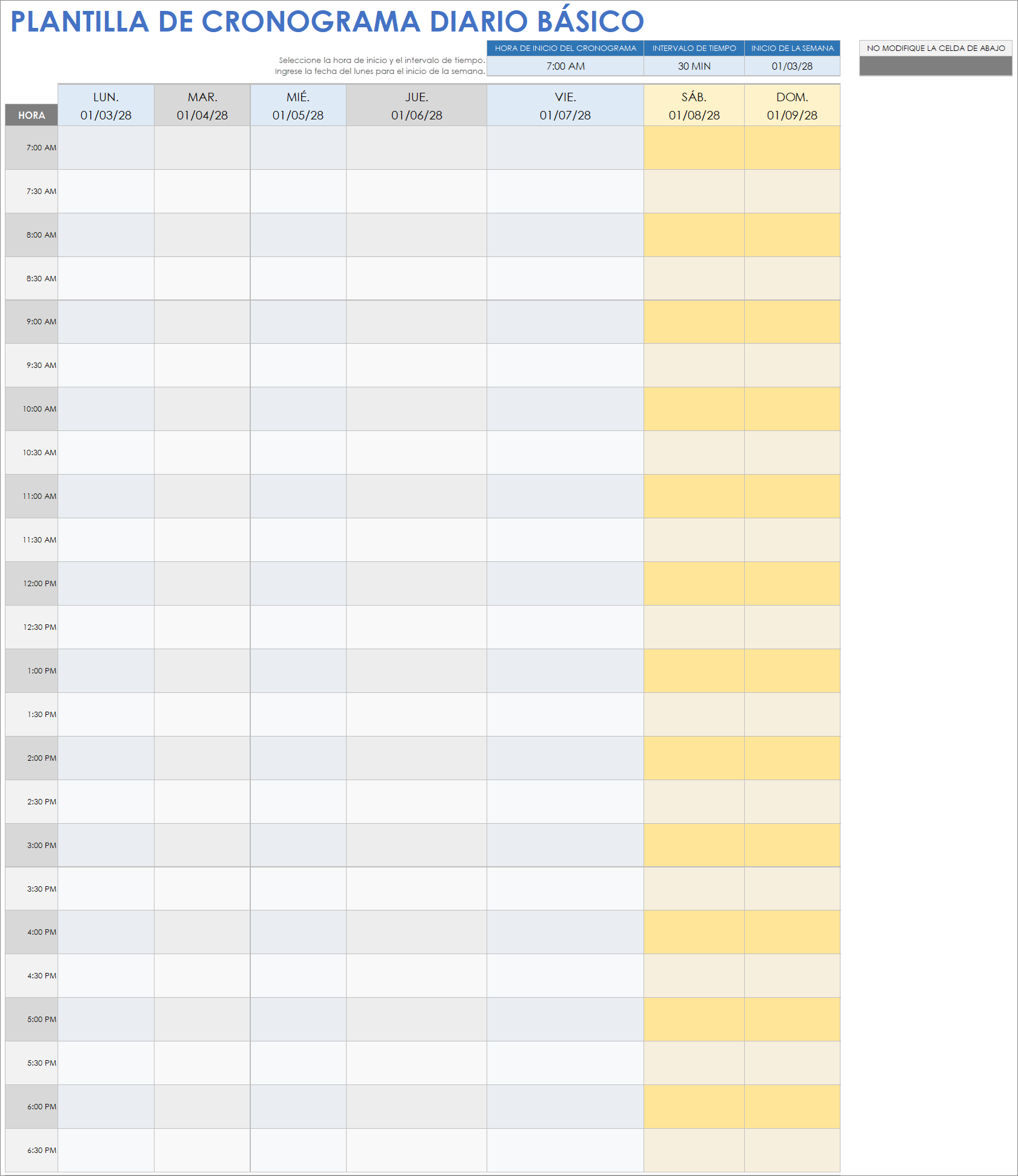  Plantilla básica de programación diaria de Google Sheets