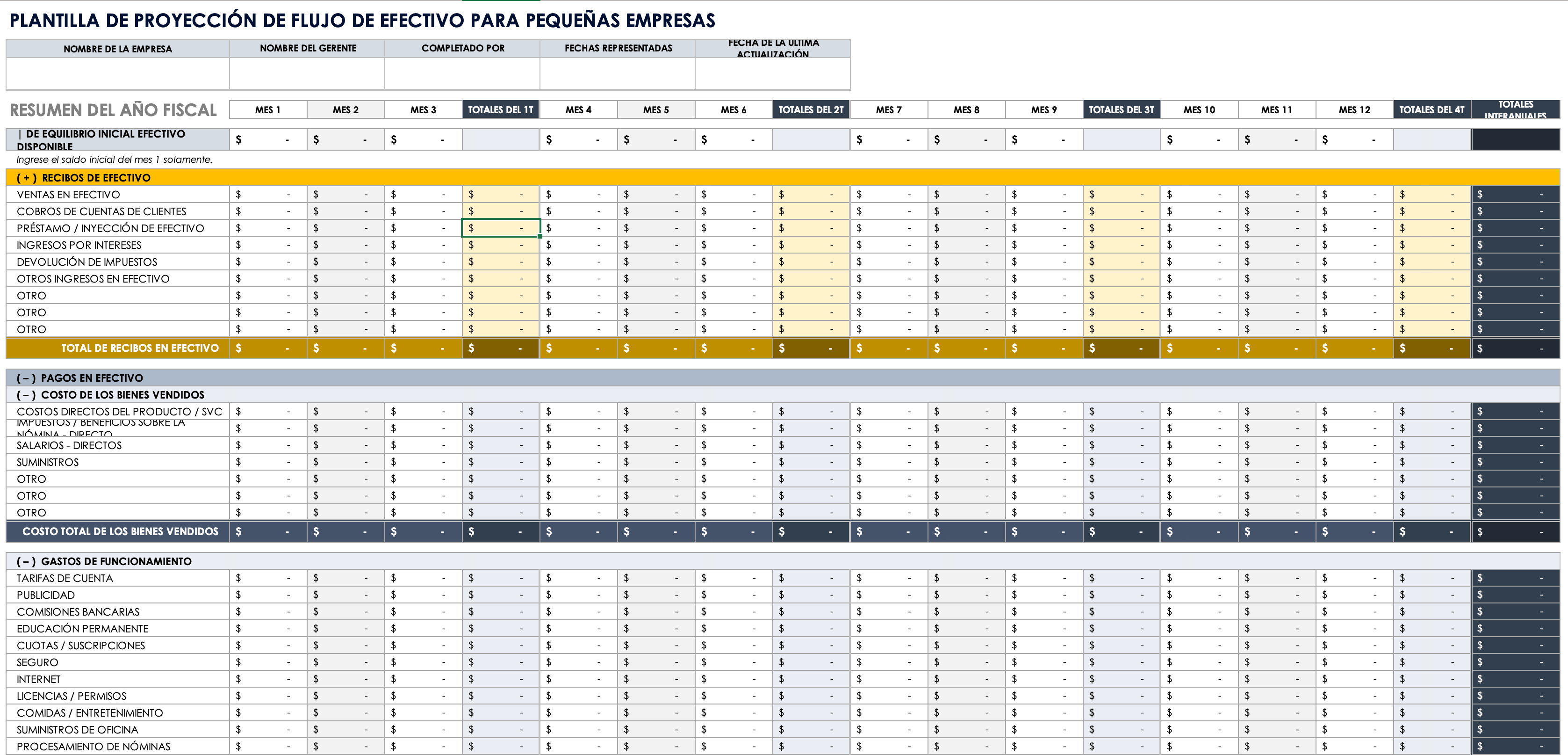 Plantilla de previsión de flujo de efectivo