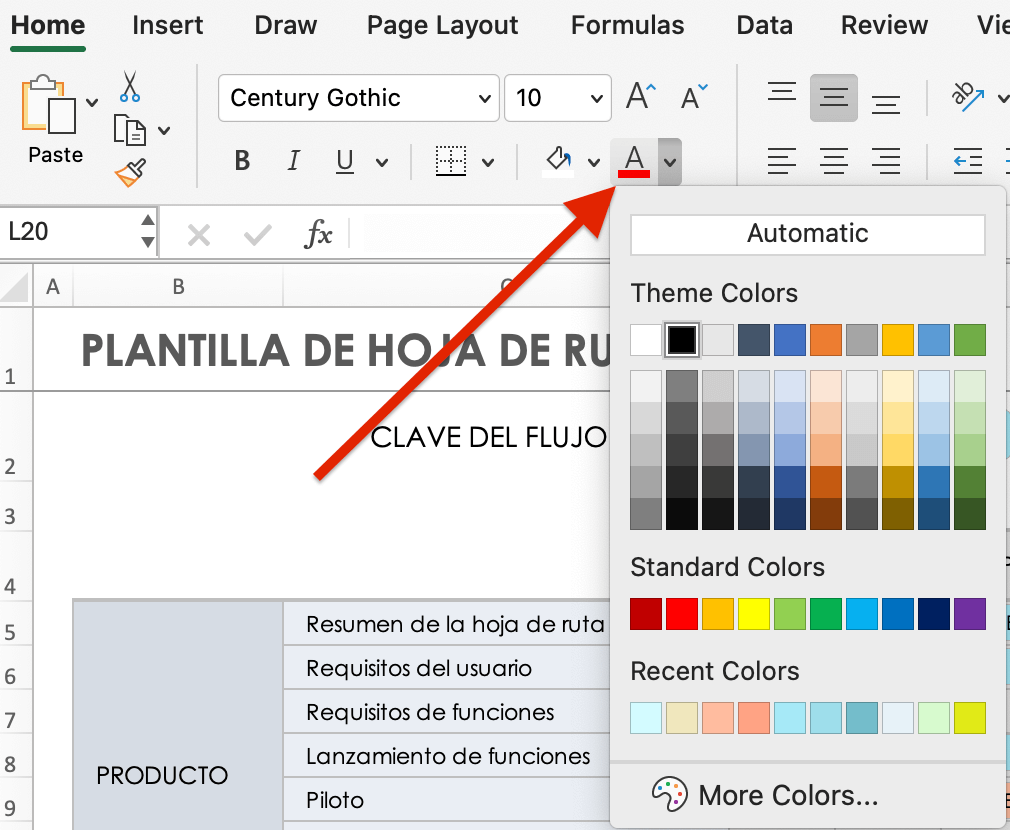 Cambiar colores del flujo de trabajo