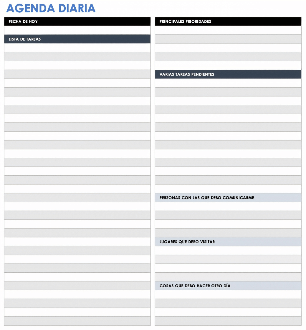  Plantilla de agenda diaria