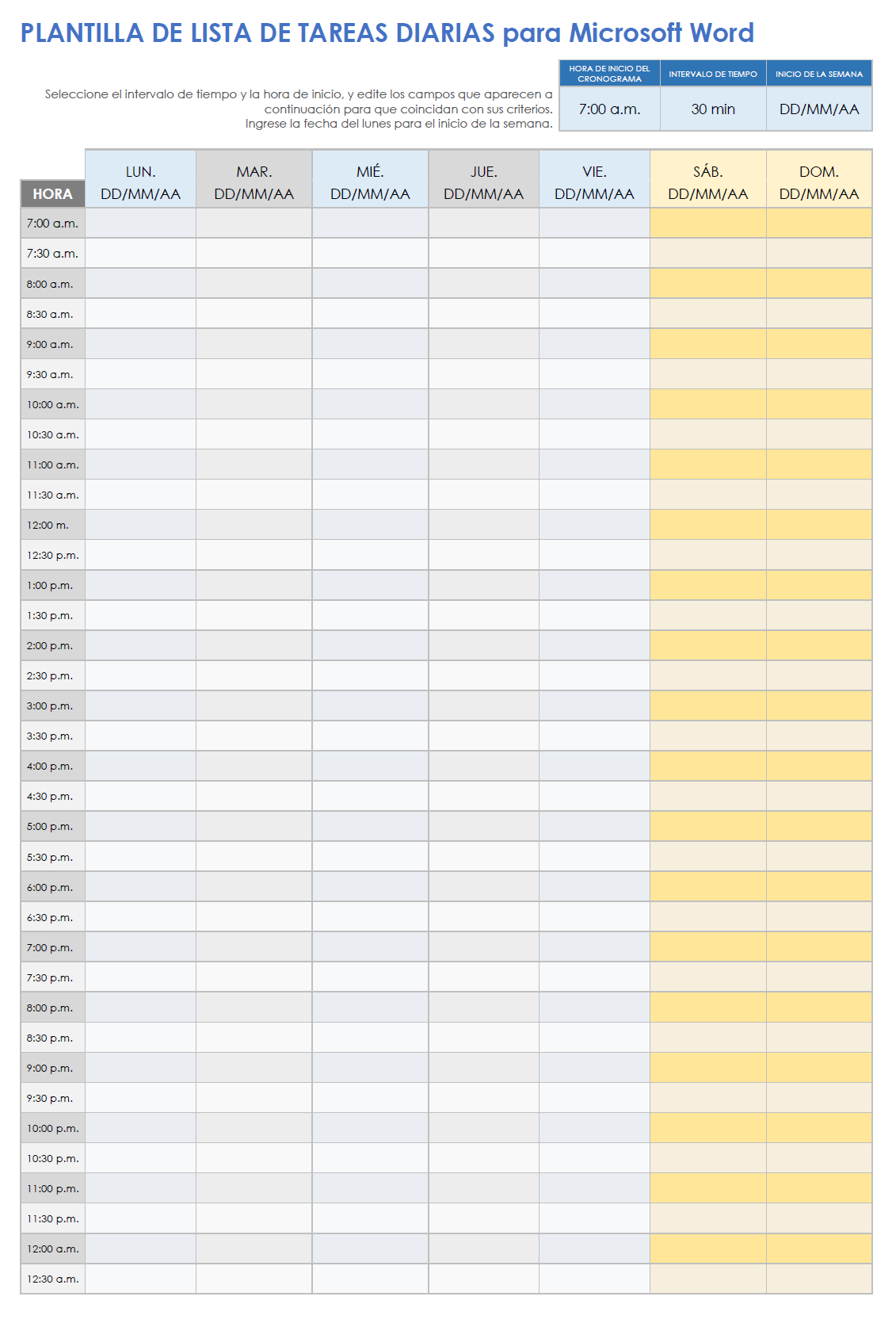  Plantilla de lista de tareas diarias