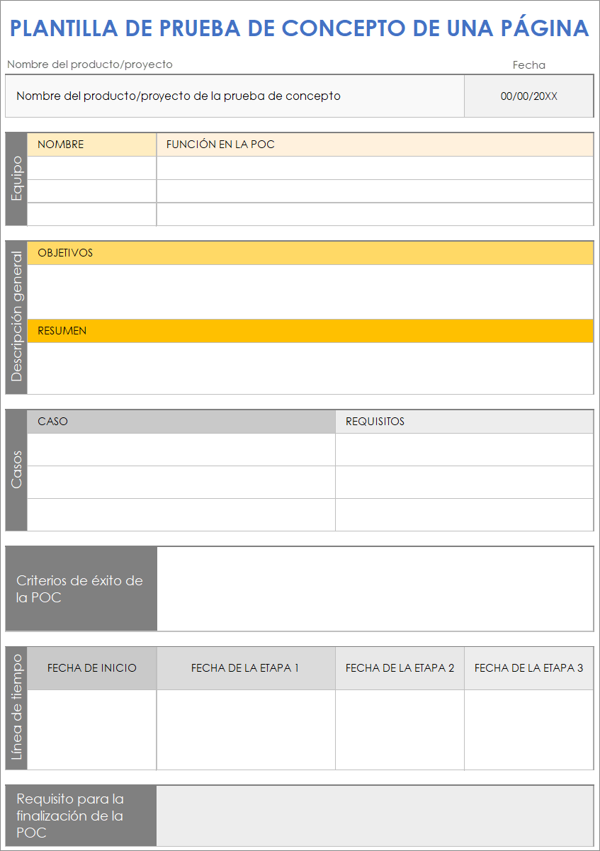  Plantilla POC de prueba de concepto de una página