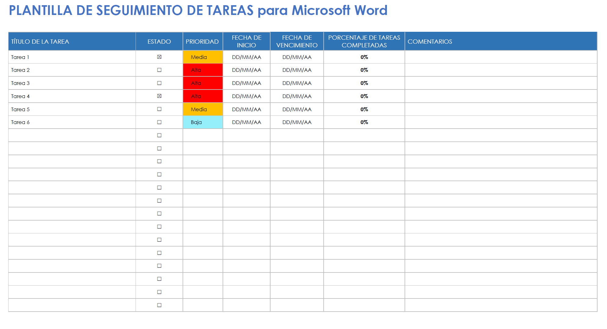  Plantilla de seguimiento de tareas