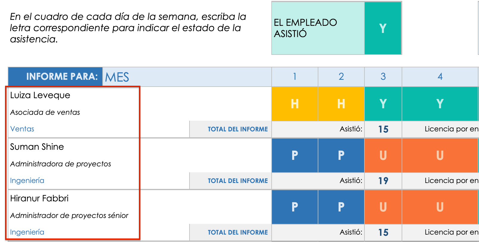 hoja de asistencia de estado en hojas de google