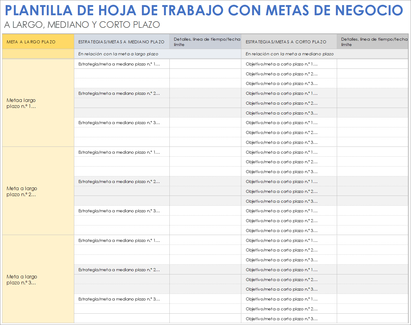  Hoja de trabajo de objetivos empresariales