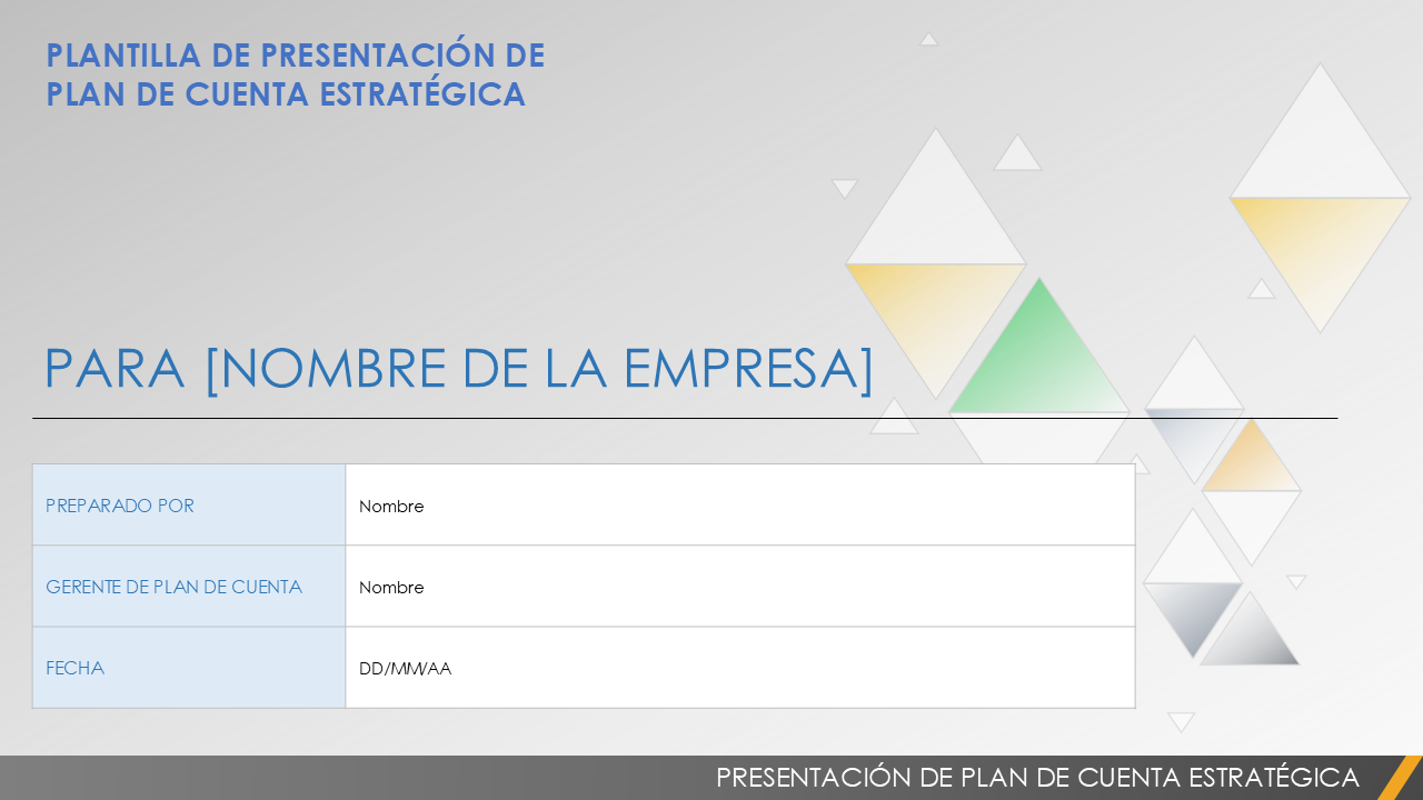  Presentación del plan de cuentas estratégicas