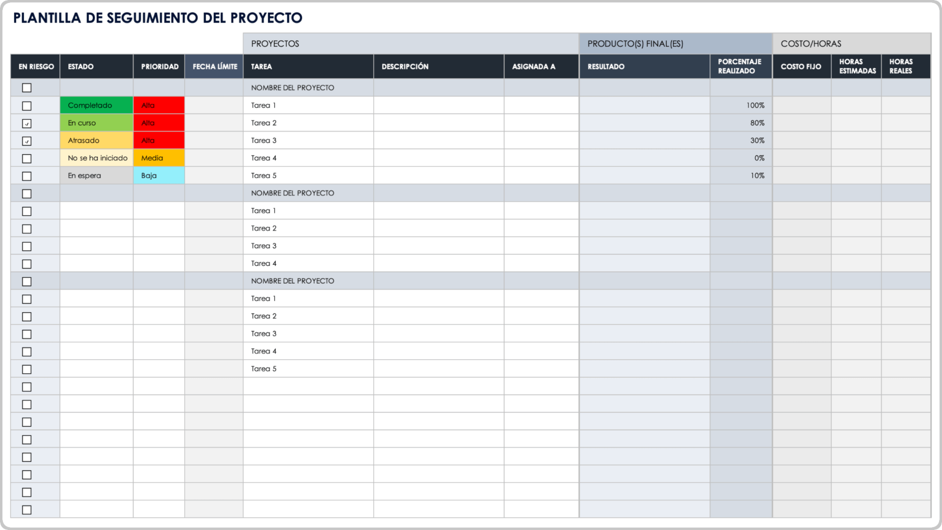 Seguimiento de proyectos de gestión de proyectos