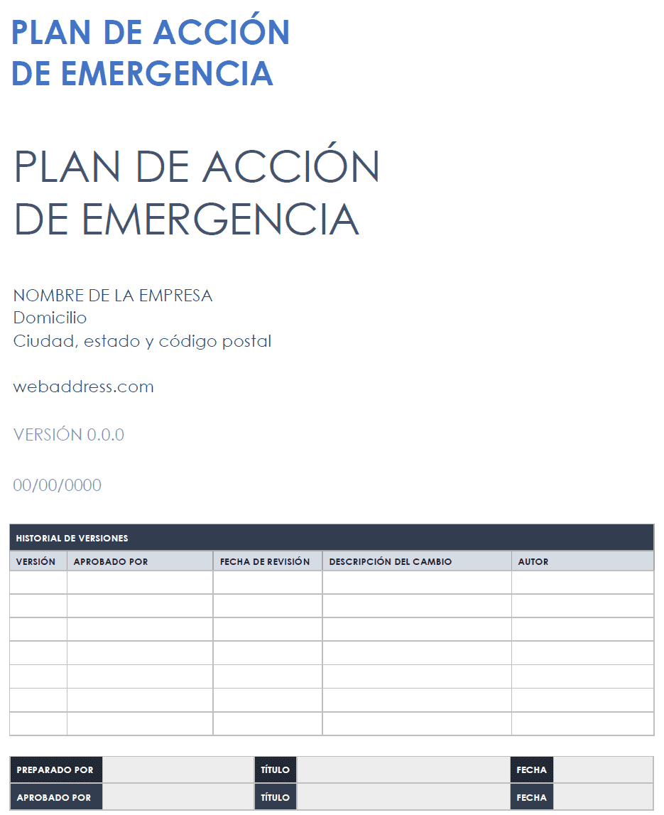  Plantilla de plan de acción de emergencia